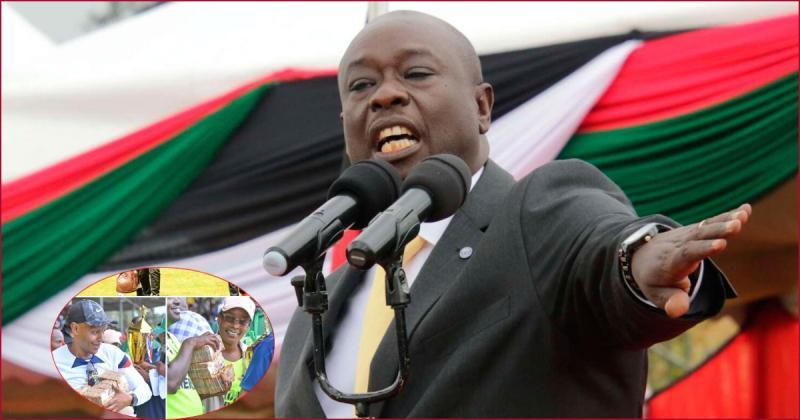 Deputy President Rigathi Gachagua questioned the sources of the millions displayed publicly by a section of Rift Valley leaders. (Inset: Lawmakers from Uasin Gishu carrying millions to a soccer tournament).